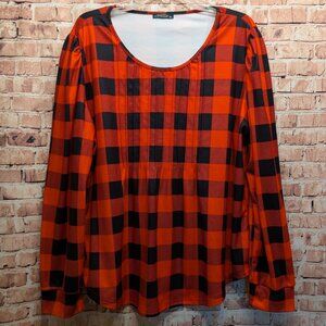 Ofeefan Pullover Red/BLack Plaid Long Sleeve Size 3XL